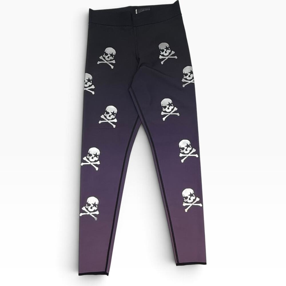 Ultracor Leggings Womens XL Plum Ombre Silver Foil Skull Print High Rise USA